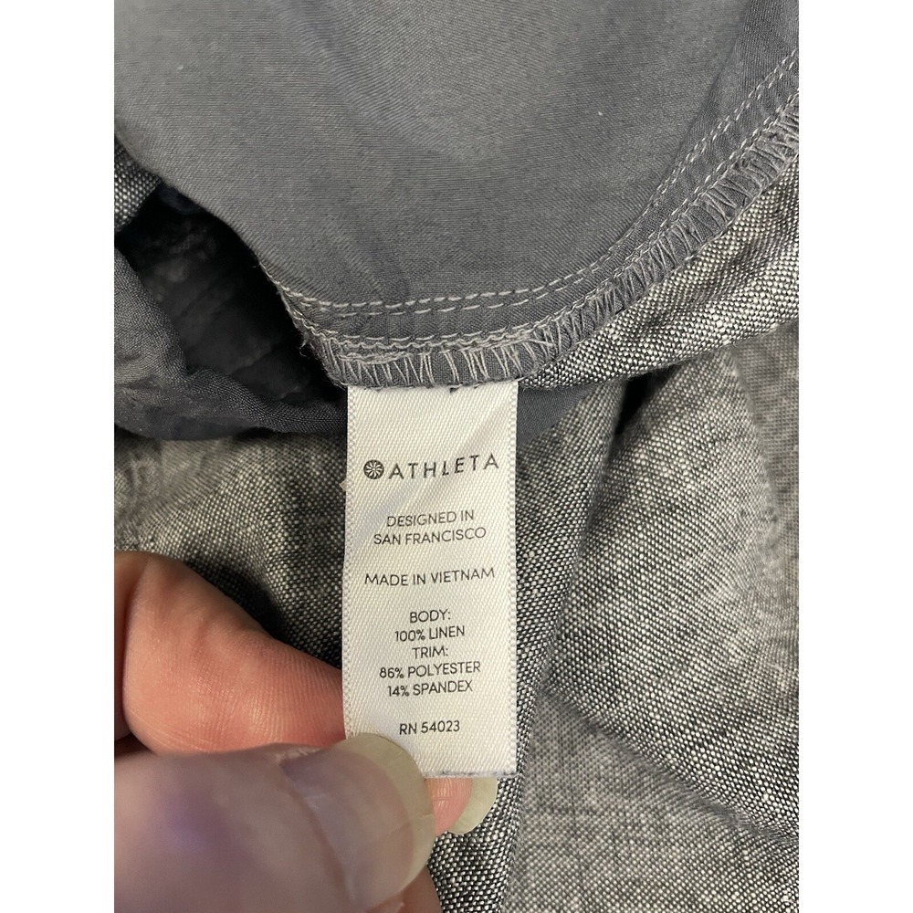 Athleta Bali Linen Ankle Pant Pull on Drawstring Flint Gray Heather Chambray 4‎ - Picture 5 of 13